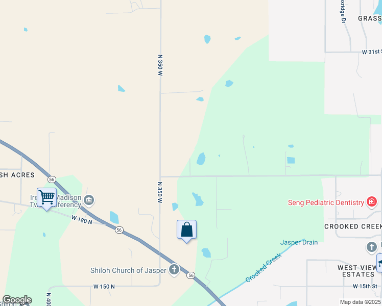 map of restaurants, bars, coffee shops, grocery stores, and more near 2156 North 350 West in Jasper