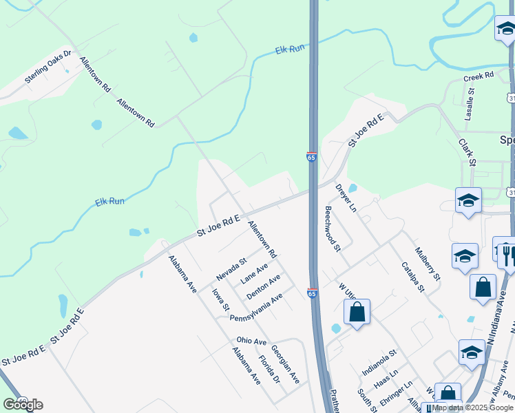 map of restaurants, bars, coffee shops, grocery stores, and more near 1502 Saint Joe Court in Sellersburg