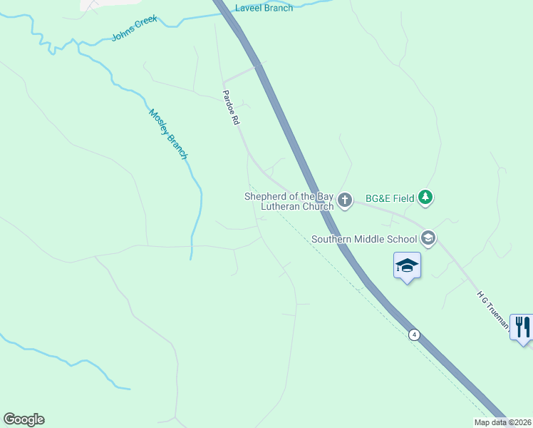 map of restaurants, bars, coffee shops, grocery stores, and more near 410 Sollers Wharf Rd in Lusby