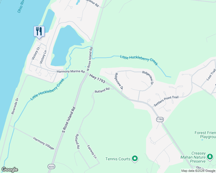 map of restaurants, bars, coffee shops, grocery stores, and more near 13601 Rutland Road in Goshen