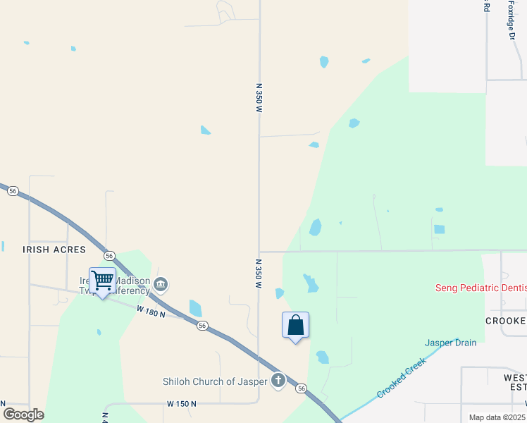map of restaurants, bars, coffee shops, grocery stores, and more near 2156 North 350 West in Jasper