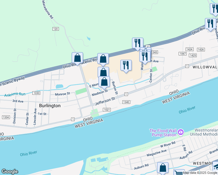 map of restaurants, bars, coffee shops, grocery stores, and more near 270 Madison Street in South Point