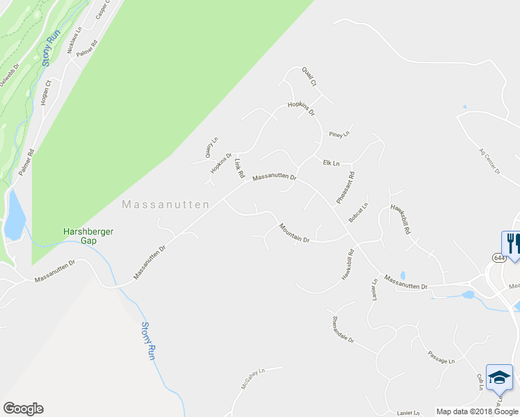 map of restaurants, bars, coffee shops, grocery stores, and more near 116 Bonnie Court in McGaheysville