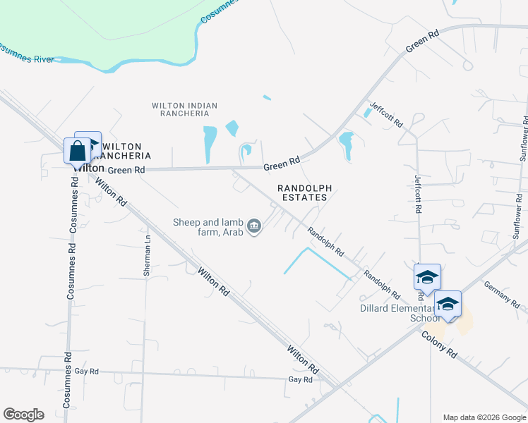 map of restaurants, bars, coffee shops, grocery stores, and more near 11276 Randolph Road in Wilton