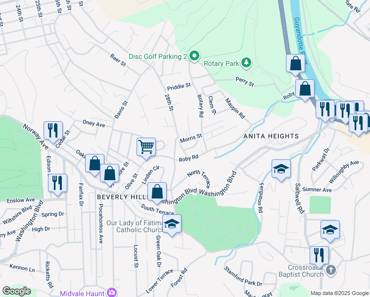 map of restaurants, bars, coffee shops, grocery stores, and more near 131 Morris St in Huntington