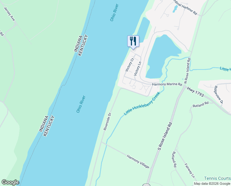 map of restaurants, bars, coffee shops, grocery stores, and more near 1102 Riverside Drive in Prospect