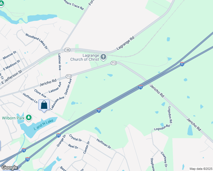 map of restaurants, bars, coffee shops, grocery stores, and more near 1909 Jericho Road in La Grange