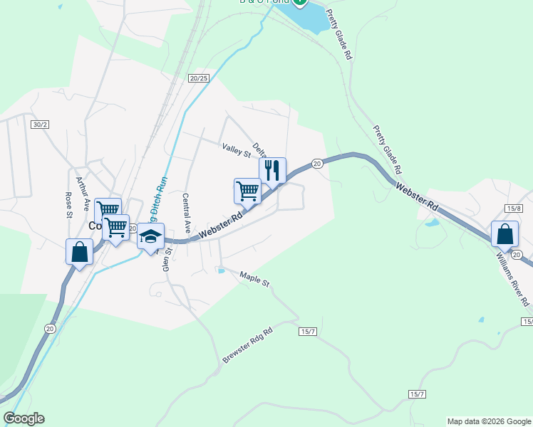 map of restaurants, bars, coffee shops, grocery stores, and more near 129 Gauley Avenue in Cowen