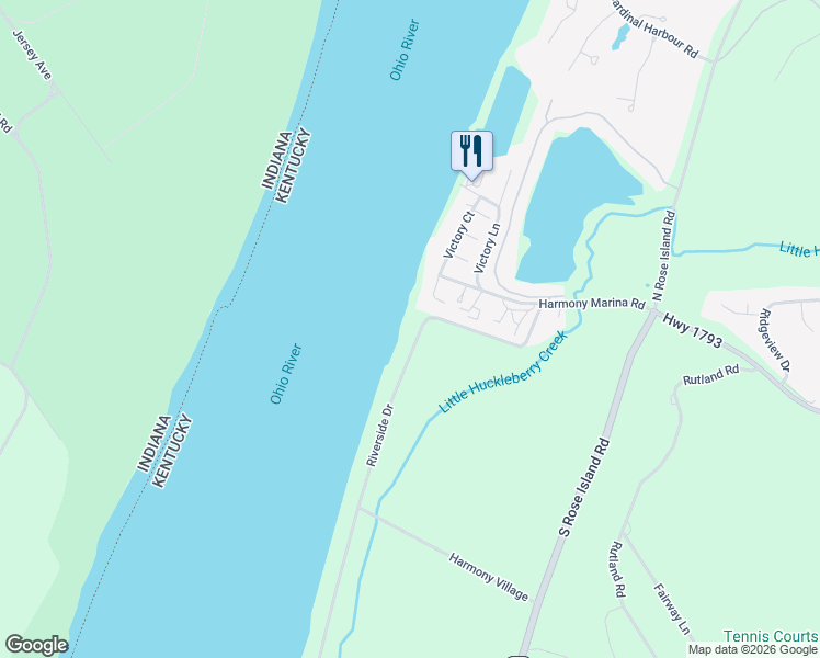 map of restaurants, bars, coffee shops, grocery stores, and more near 1102 Riverside Drive in Prospect