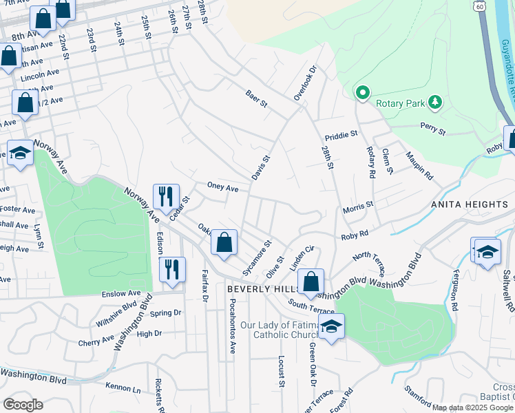 map of restaurants, bars, coffee shops, grocery stores, and more near 311 Highland St in Huntington