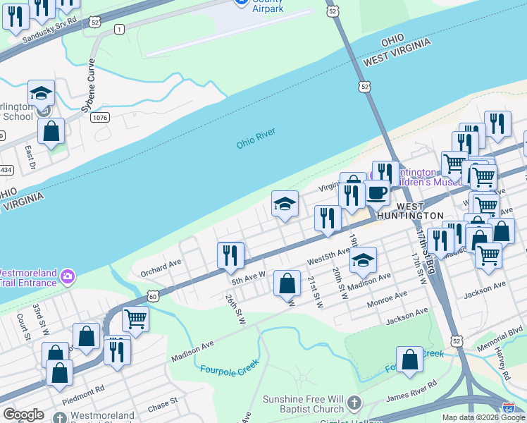 map of restaurants, bars, coffee shops, grocery stores, and more near 328 Bernard Street in Huntington
