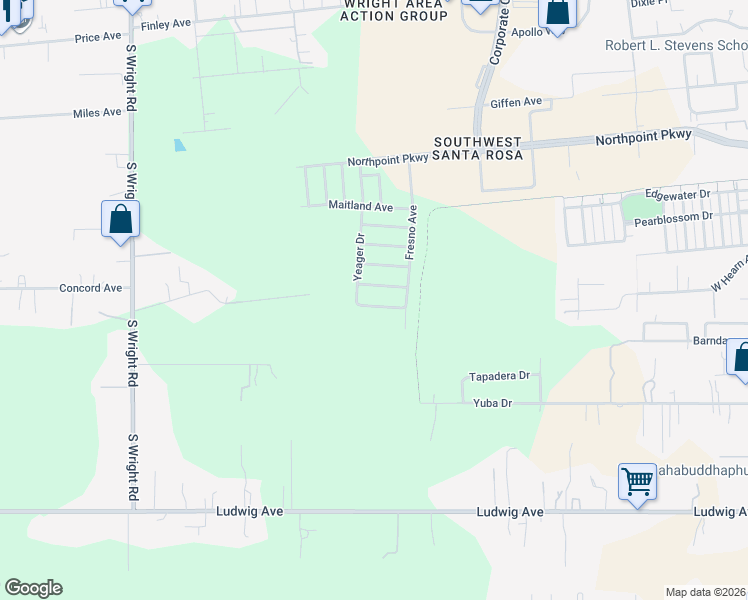 map of restaurants, bars, coffee shops, grocery stores, and more near 4957 Yeager Drive in Santa Rosa