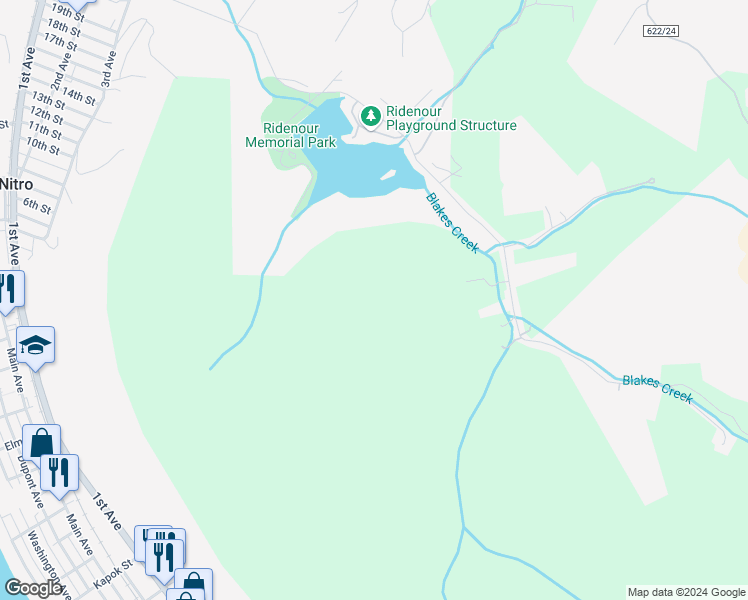 map of restaurants, bars, coffee shops, grocery stores, and more near in Nitro