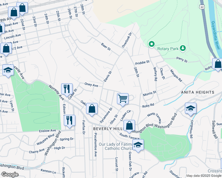 map of restaurants, bars, coffee shops, grocery stores, and more near 311 Highland Street in Huntington