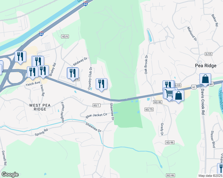 map of restaurants, bars, coffee shops, grocery stores, and more near 1627 Longwood Road in Huntington