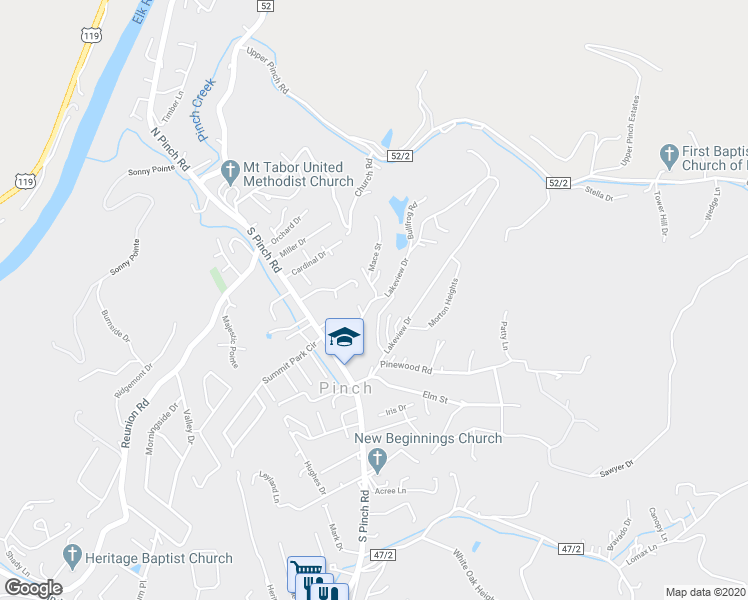 map of restaurants, bars, coffee shops, grocery stores, and more near 88 Mace Street in Elkview