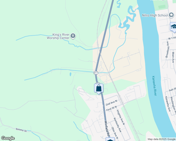 map of restaurants, bars, coffee shops, grocery stores, and more near 107 Miracle Drive in Saint Albans