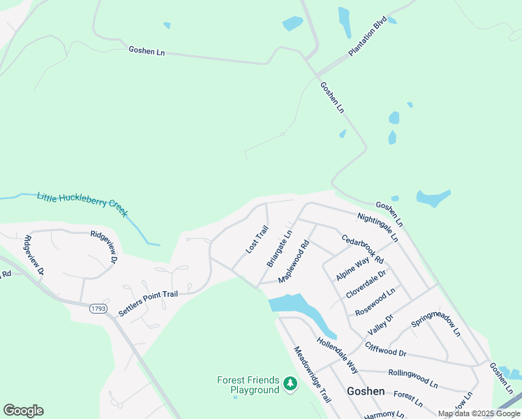 map of restaurants, bars, coffee shops, grocery stores, and more near 13000 Settlers Point Trail in Goshen