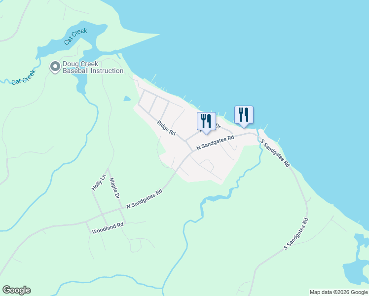 map of restaurants, bars, coffee shops, grocery stores, and more near 42259 Ridge Road in Mechanicsville