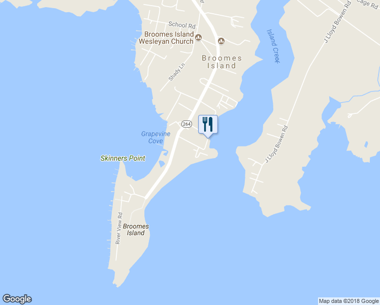map of restaurants, bars, coffee shops, grocery stores, and more near 3960 Oyster House Road in Broomes Island