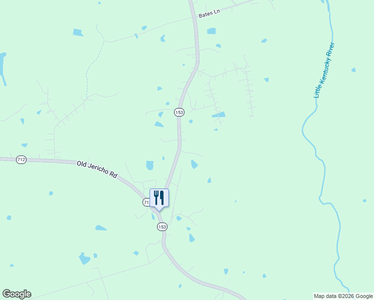 map of restaurants, bars, coffee shops, grocery stores, and more near 3410 Lake Jericho Road in Smithfield