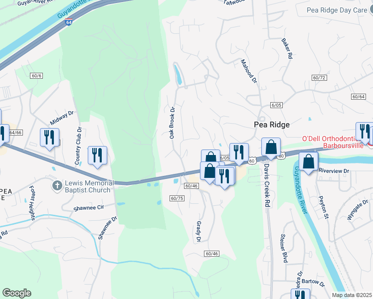 map of restaurants, bars, coffee shops, grocery stores, and more near 100 Hidden Park Drive in Huntington