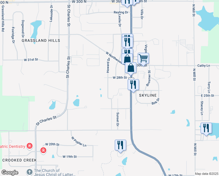 map of restaurants, bars, coffee shops, grocery stores, and more near 2601-2609 Howard Drive in Jasper