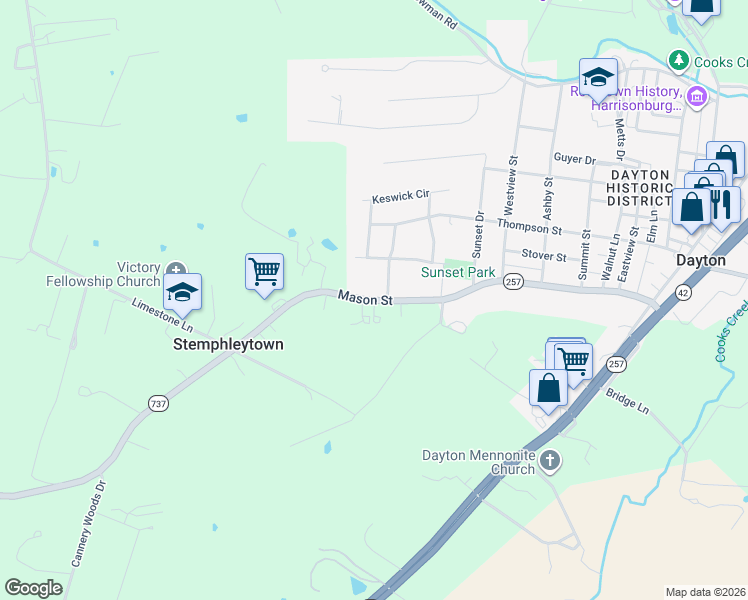 map of restaurants, bars, coffee shops, grocery stores, and more near Ottobine Road in Dayton