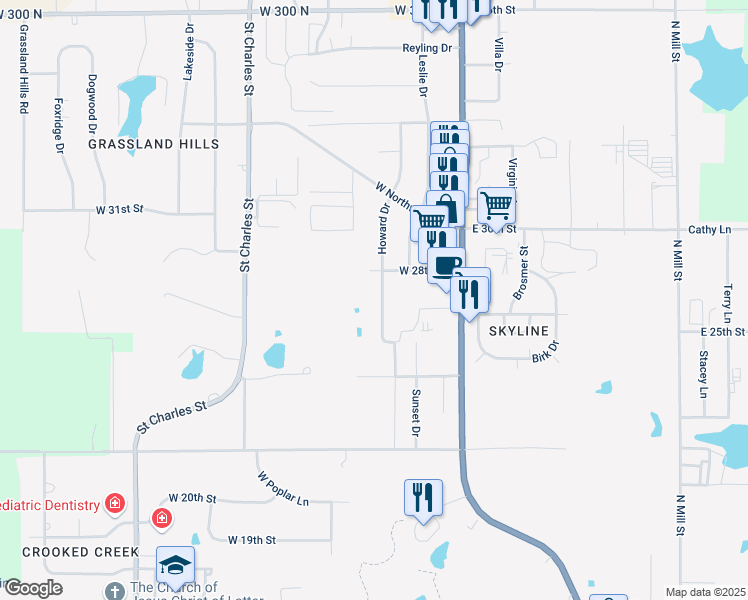 map of restaurants, bars, coffee shops, grocery stores, and more near 2609 Howard Drive in Jasper