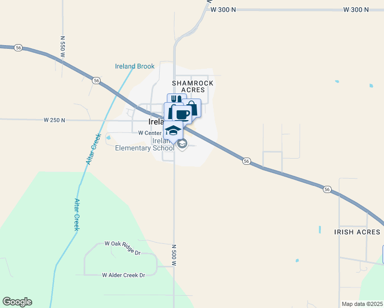 map of restaurants, bars, coffee shops, grocery stores, and more near 2386 North 500 West in Jasper