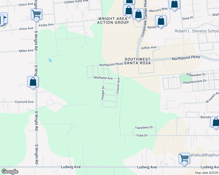 map of restaurants, bars, coffee shops, grocery stores, and more near 4765 Orville Avenue in Santa Rosa