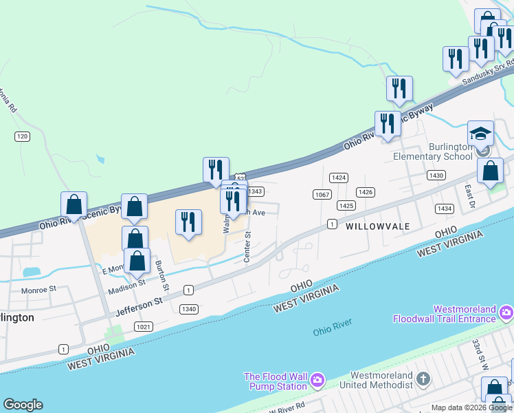 map of restaurants, bars, coffee shops, grocery stores, and more near 4 Th Avenue in South Point