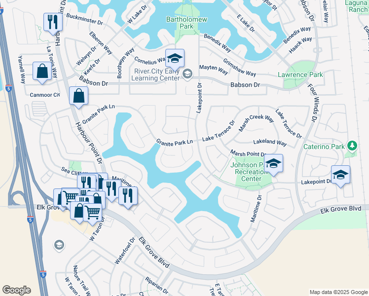 map of restaurants, bars, coffee shops, grocery stores, and more near 9464 Cornerkick Place in Elk Grove