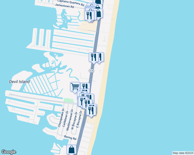 map of restaurants, bars, coffee shops, grocery stores, and more near 10000 Coastal Highway in Ocean City