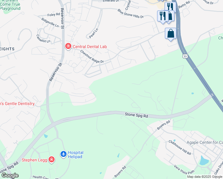 map of restaurants, bars, coffee shops, grocery stores, and more near Arrowwood Drive in Harrisonburg