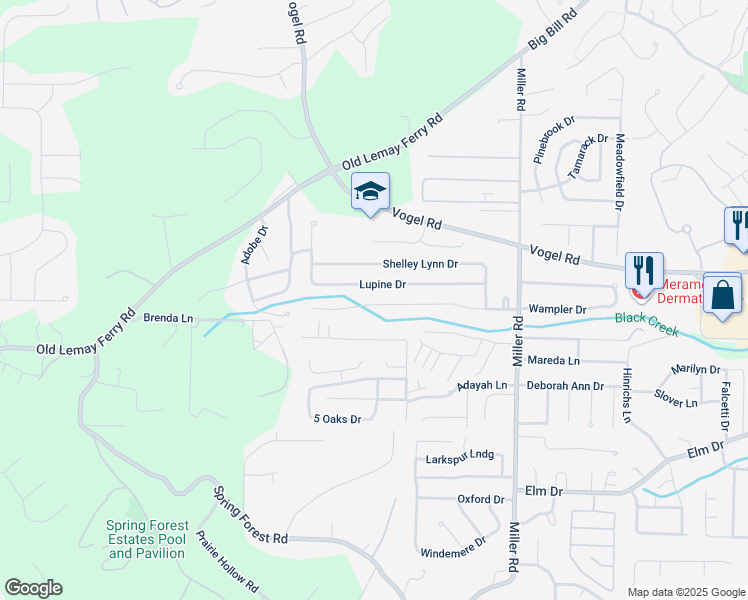 map of restaurants, bars, coffee shops, grocery stores, and more near 3005 Northern Lights Drive in Arnold
