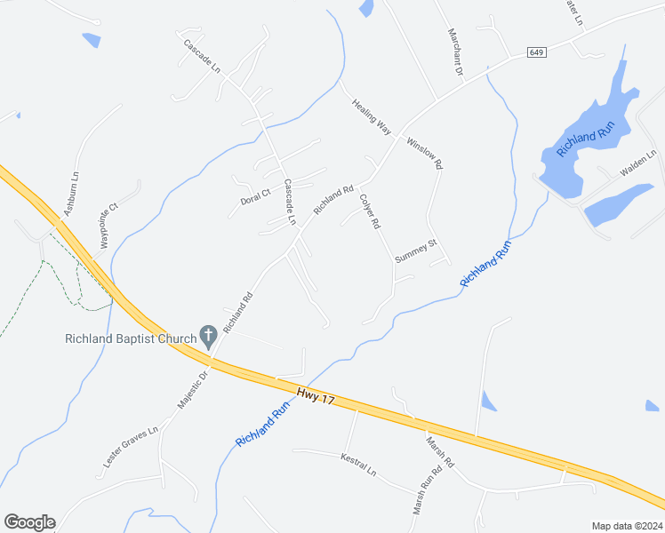 map of restaurants, bars, coffee shops, grocery stores, and more near 94 Richland Road in Fredericksburg