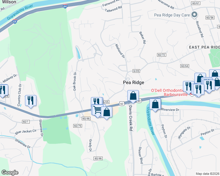 map of restaurants, bars, coffee shops, grocery stores, and more near 5 Maple Dr in Huntington