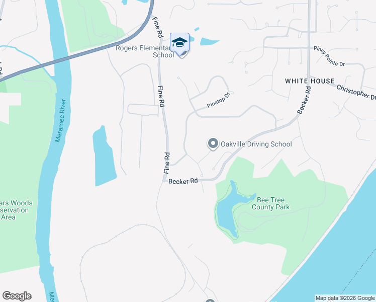 map of restaurants, bars, coffee shops, grocery stores, and more near 8070 Pinetop Drive in St. Louis