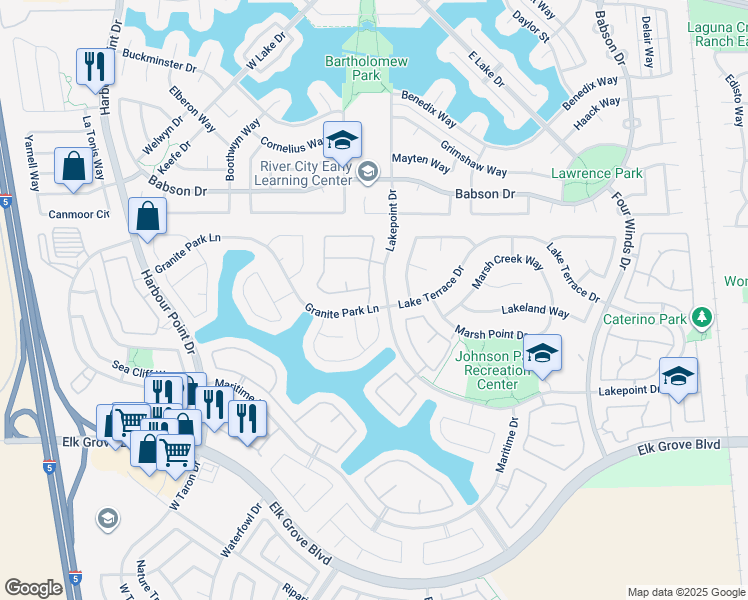 map of restaurants, bars, coffee shops, grocery stores, and more near 9464 Cornerkick Place in Elk Grove