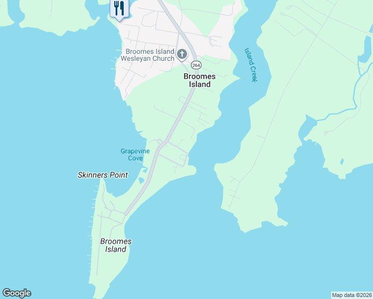 map of restaurants, bars, coffee shops, grocery stores, and more near 3930 Oyster House Road in Broomes Island