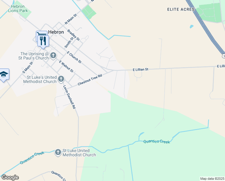 map of restaurants, bars, coffee shops, grocery stores, and more near Cedar Court in Hebron