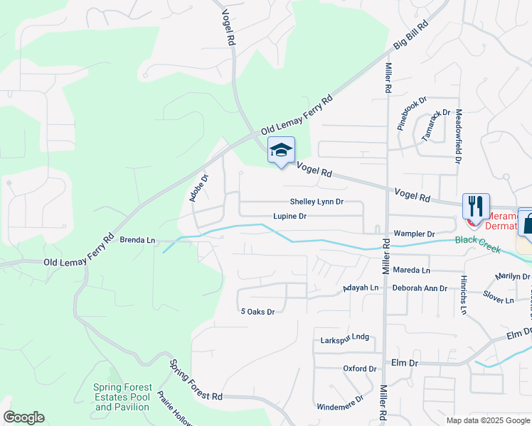 map of restaurants, bars, coffee shops, grocery stores, and more near 3201 Lupine Drive in Arnold