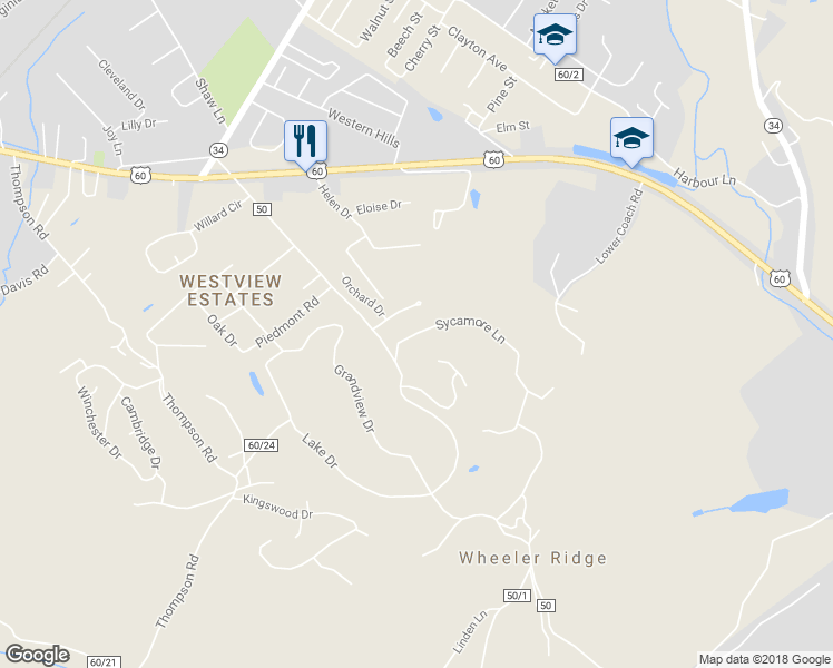 map of restaurants, bars, coffee shops, grocery stores, and more near 120 Sycamore Lane in Hurricane