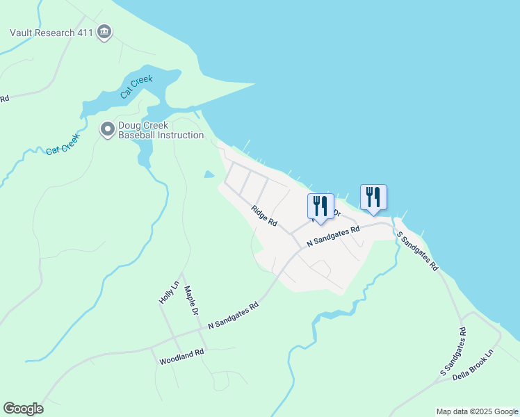 map of restaurants, bars, coffee shops, grocery stores, and more near 42190 Ridge Road in Mechanicsville