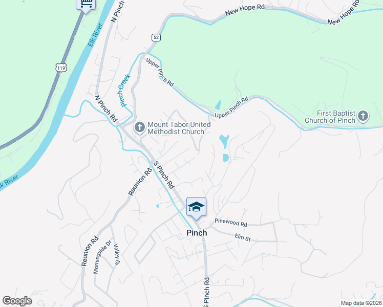 map of restaurants, bars, coffee shops, grocery stores, and more near 587 Cardinal Drive in Elkview