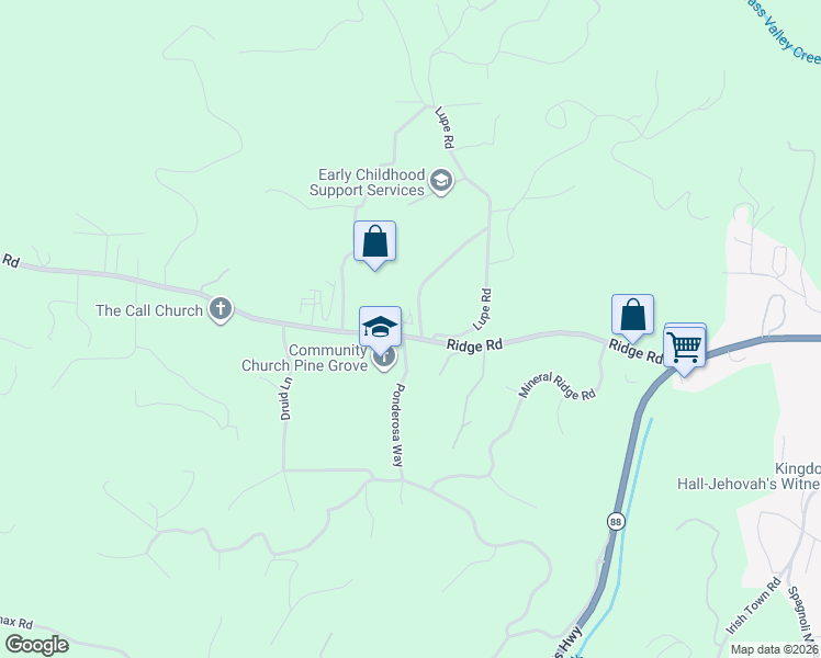 map of restaurants, bars, coffee shops, grocery stores, and more near in Pine Grove