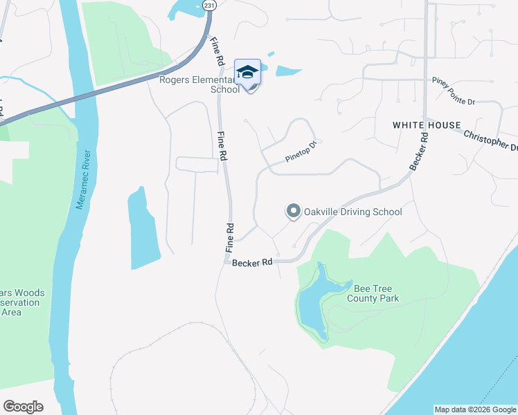 map of restaurants, bars, coffee shops, grocery stores, and more near 8070 Pinetop Drive in St. Louis