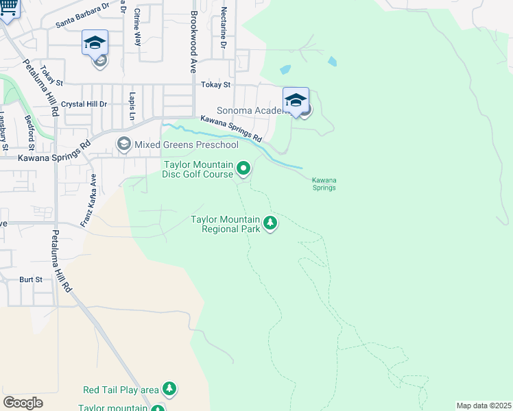 map of restaurants, bars, coffee shops, grocery stores, and more near 2080 Kawana Terrace in Santa Rosa