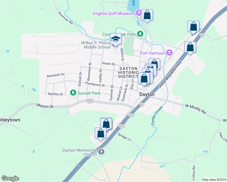 map of restaurants, bars, coffee shops, grocery stores, and more near 182 Summit Street in Dayton